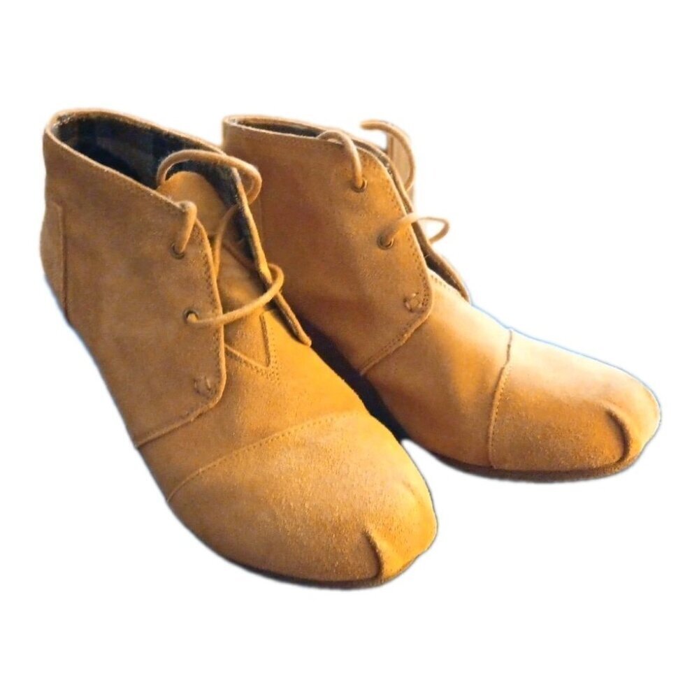 BOBS Skechers Suede Ankle Boots Size 10 Chestnut Plaid Lined Boho